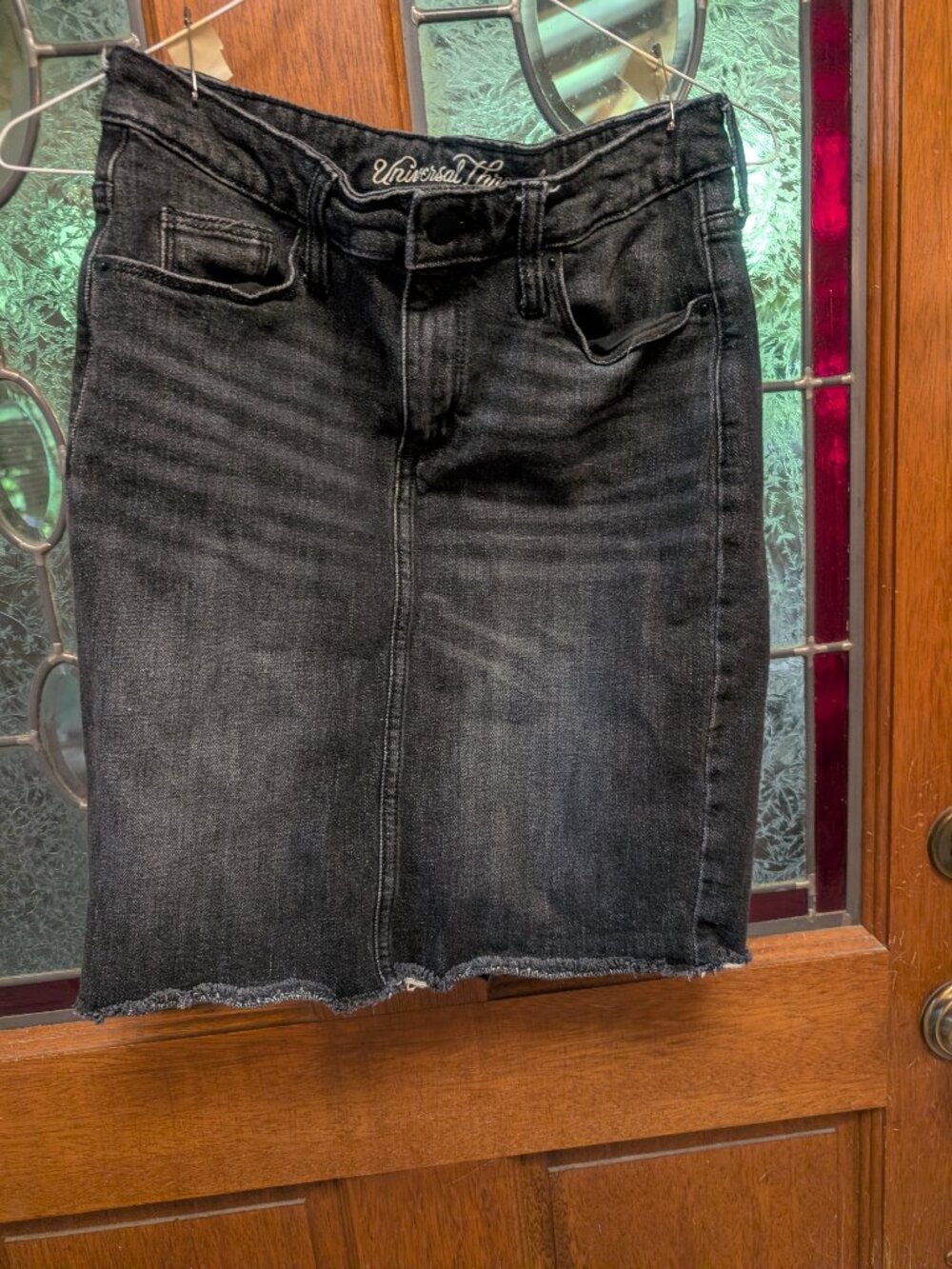 Womens Black denim skirt, size 4